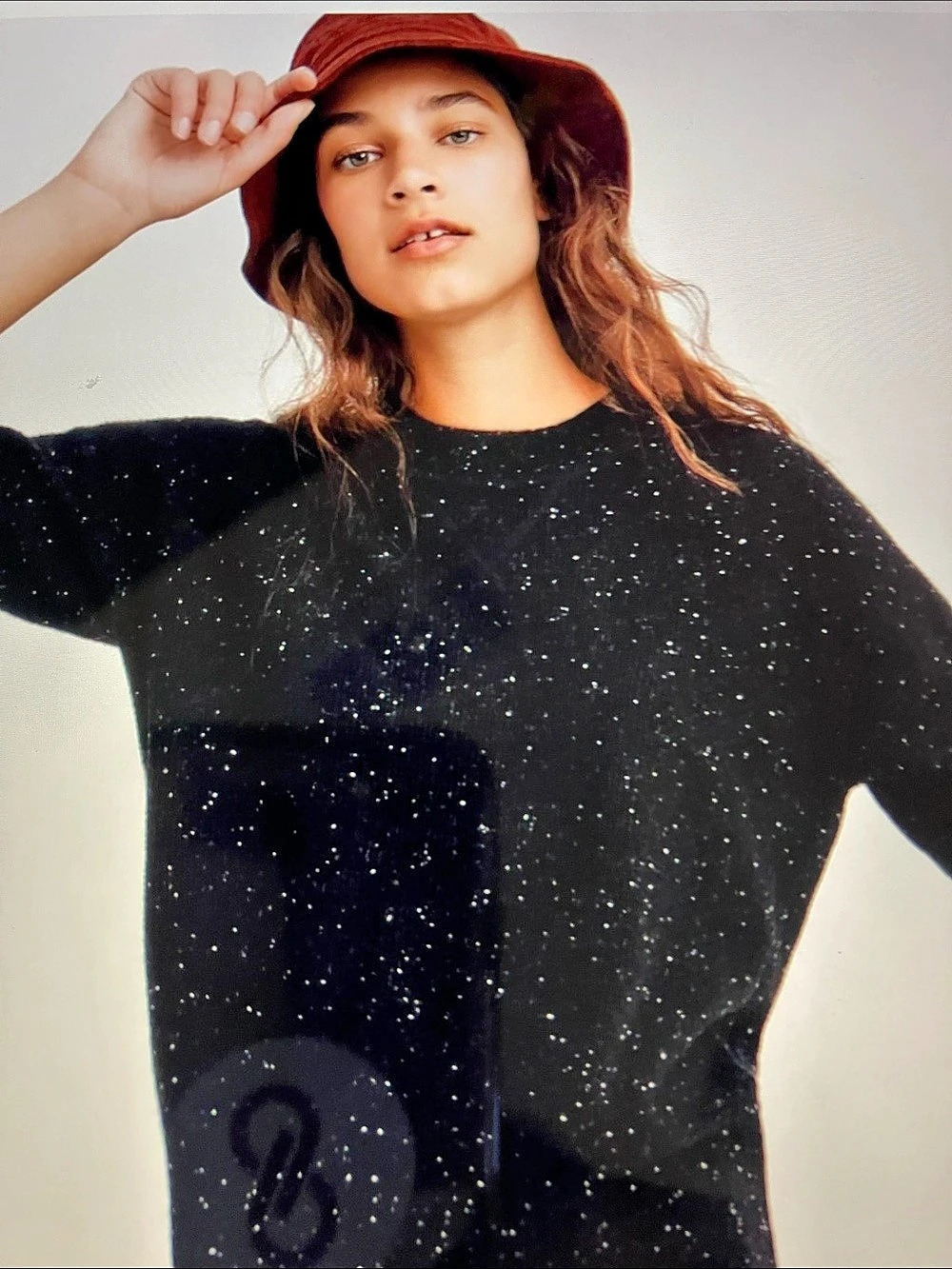 DKNY Jeans Speckled Crewneck Sweater in Black